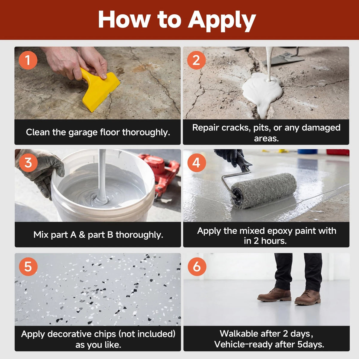 Garage Floor Epoxy Kit, 2K Paint with Tools, 70Fl OZ, Light Gray