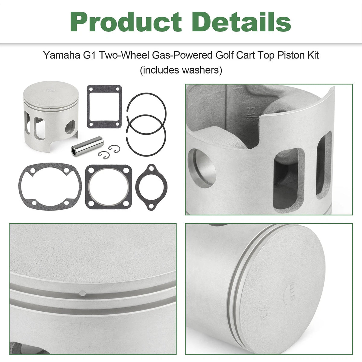 Top End Piston Kit w Gaskets STD Bore 68MM For Yamaha G1 2-Cycle Gas Golf Cart