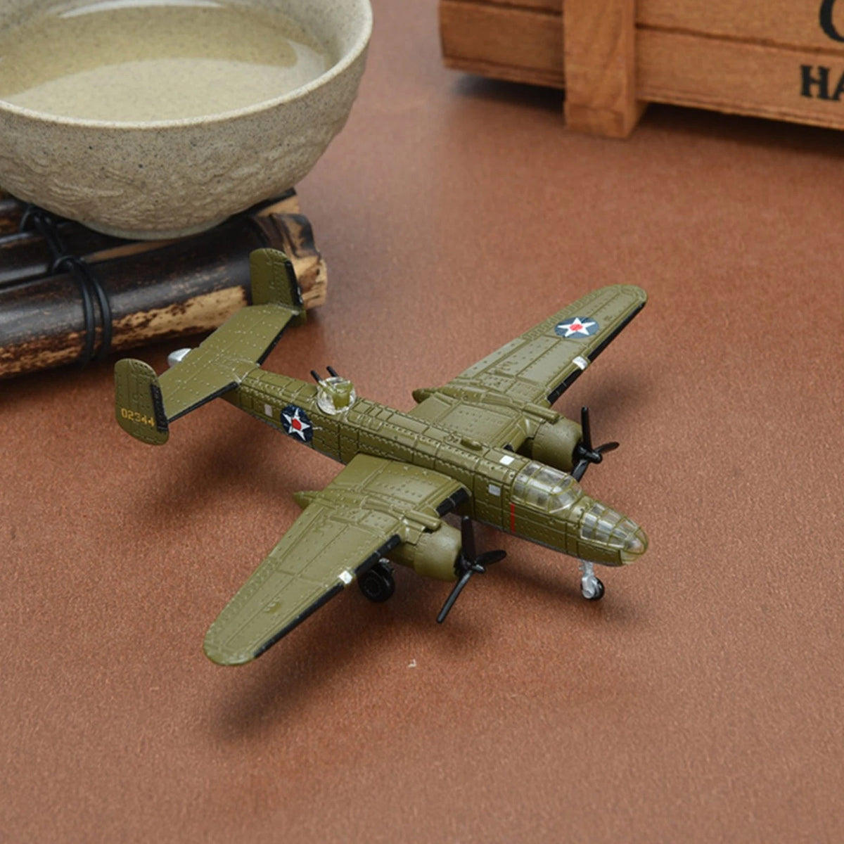 1PCS 3.1in WWII US B-25 Mitchell Bomber Model Finished Model Toy Gift Kit