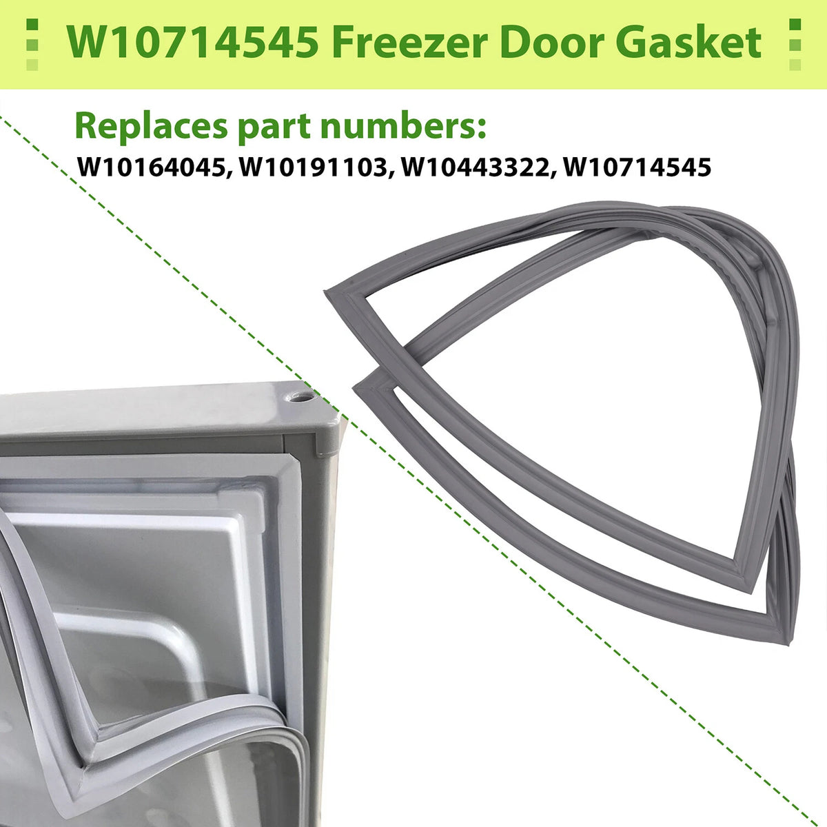 Refrigerator Freezer Door Gasket (Gray) Replaces W10714545 WPW10714545