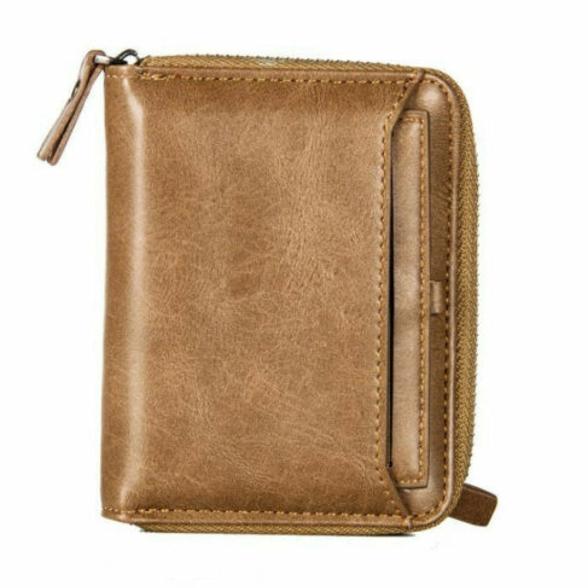 Fashion Men's Leather Business Wallet W/ Coins Pocket Zipper Purse Brown ww