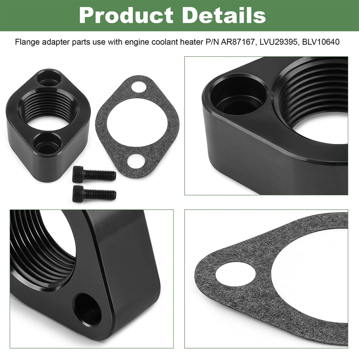 Engine Block Coolant Heater Adapter Kit For John Deere Compact Utility Tractors