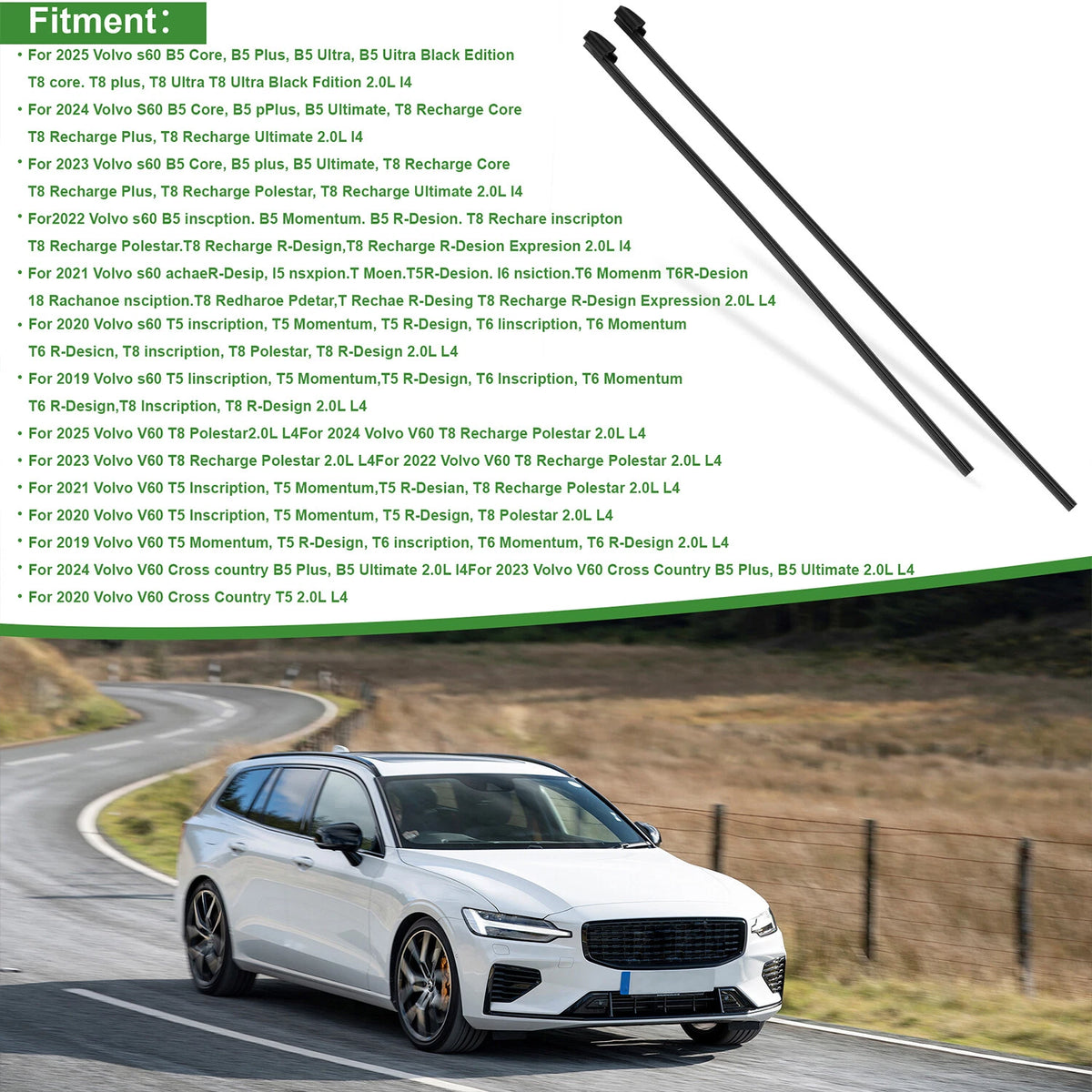 31693569 Front Wiper Blades For Volvo S60 V60 2019-2025