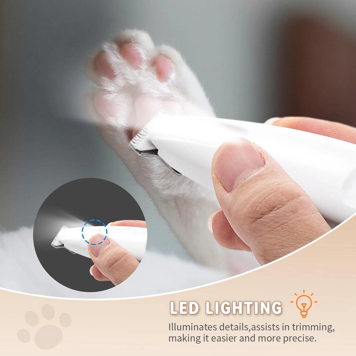 MOONEON 2026 Pet Precision Trimmer, Dog Paw White With Extra Blades