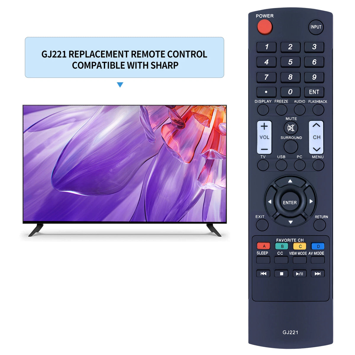 Replacement Remote Control For Sharp GJ221