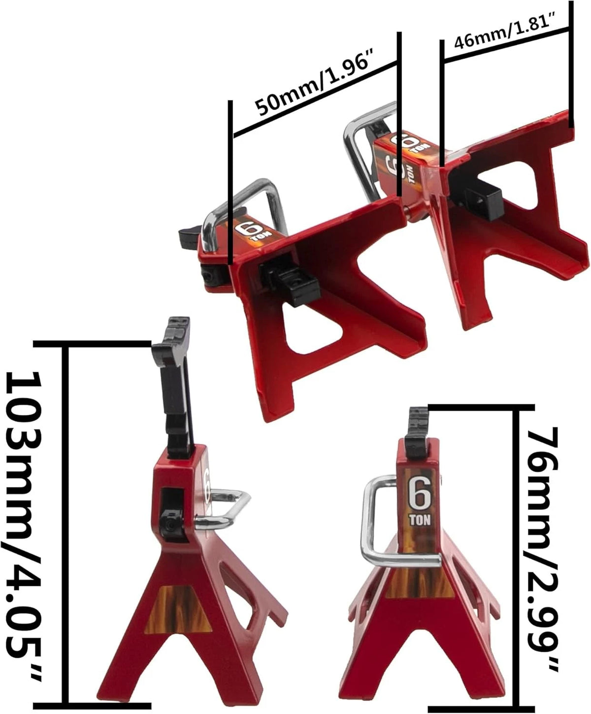 4Pcs Vgoohobby 1/10 RC Scale Toy Decoration Metal Jack Stands Red