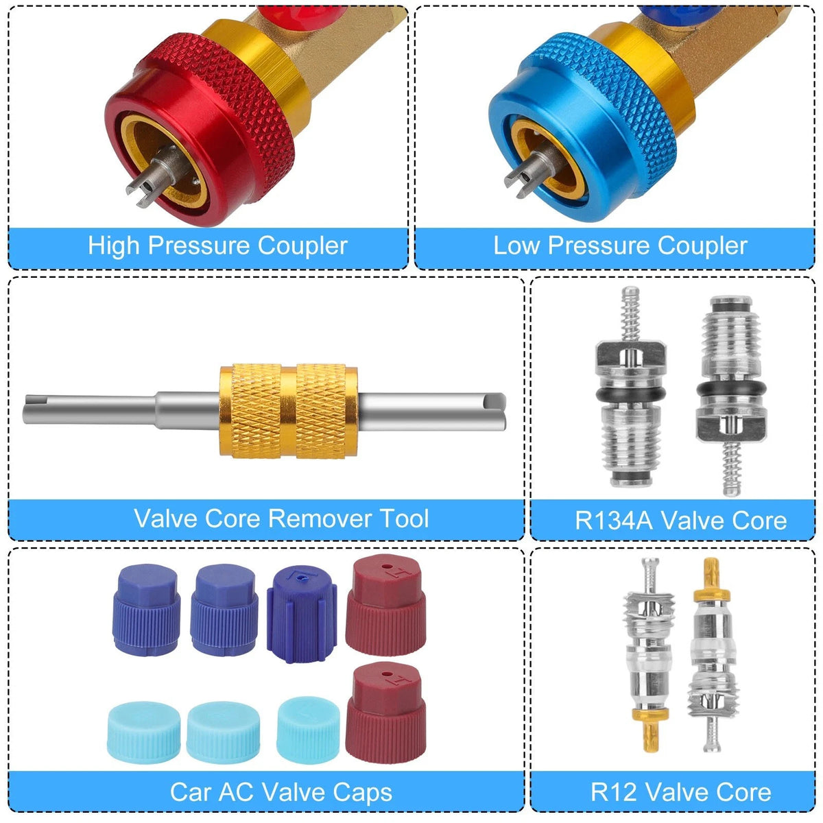 Professional Grade R134A Valve Core Removal Tool Set for Car Air Conditioning