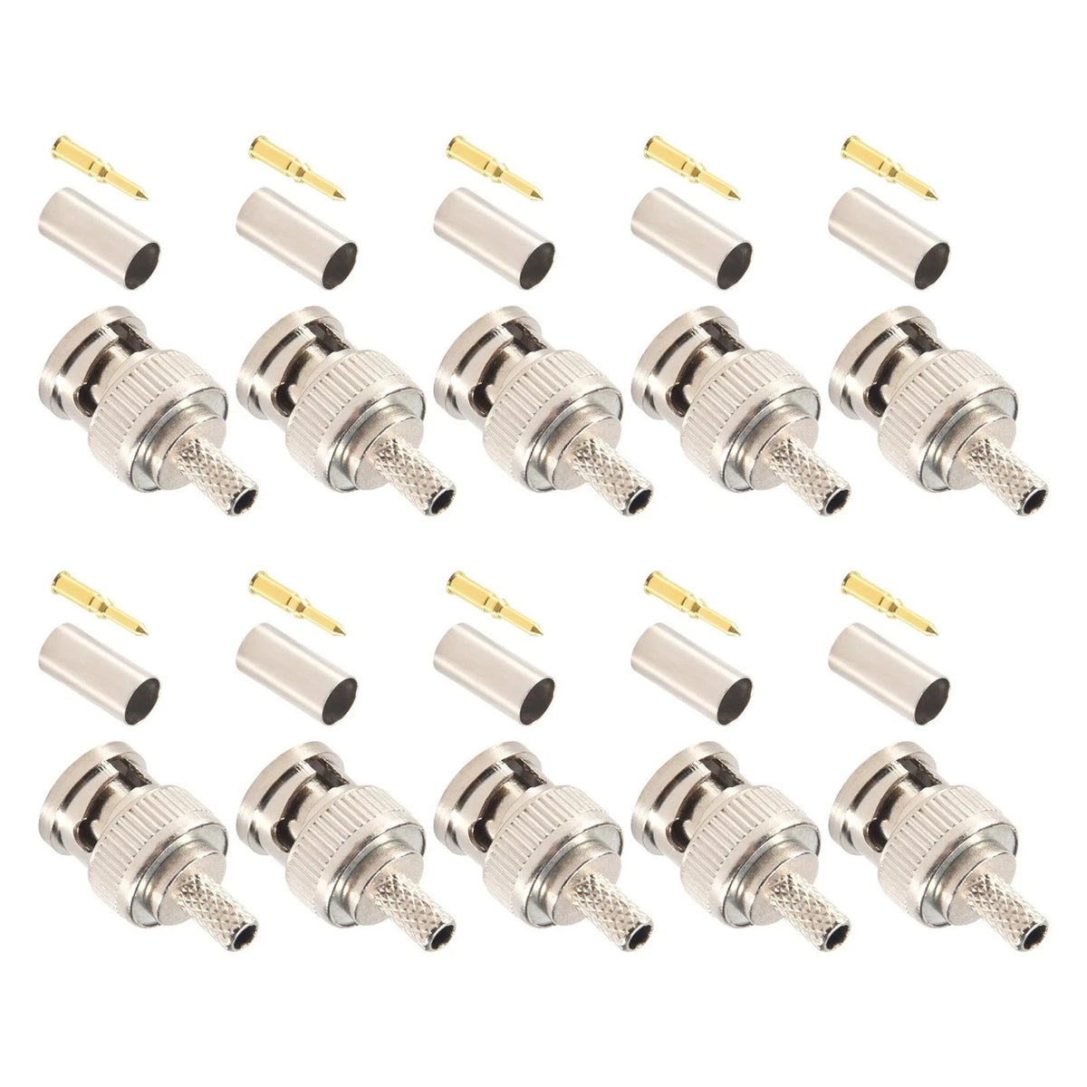 Nickel Plated BNC Male Crimp 10 Units 50 Ohm RG58 Test Leads Cables w/ Lug