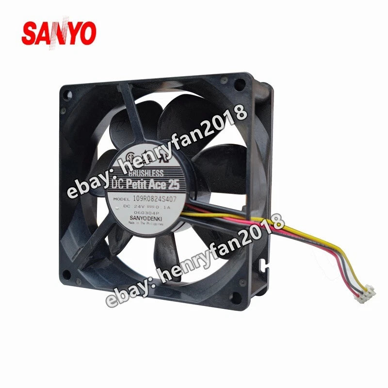 SANYO 109R0824S407 Axial Fan 24VDC 0.1A 80*80*25MM 3-wires Cooling Fan San Ace