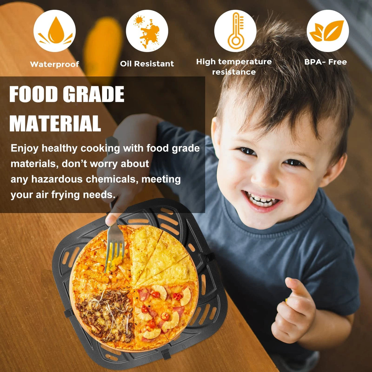GCQ Air Fryer Grill Pan for Chefman Easy View 8 Qt TurboFry 8 8QT, Black