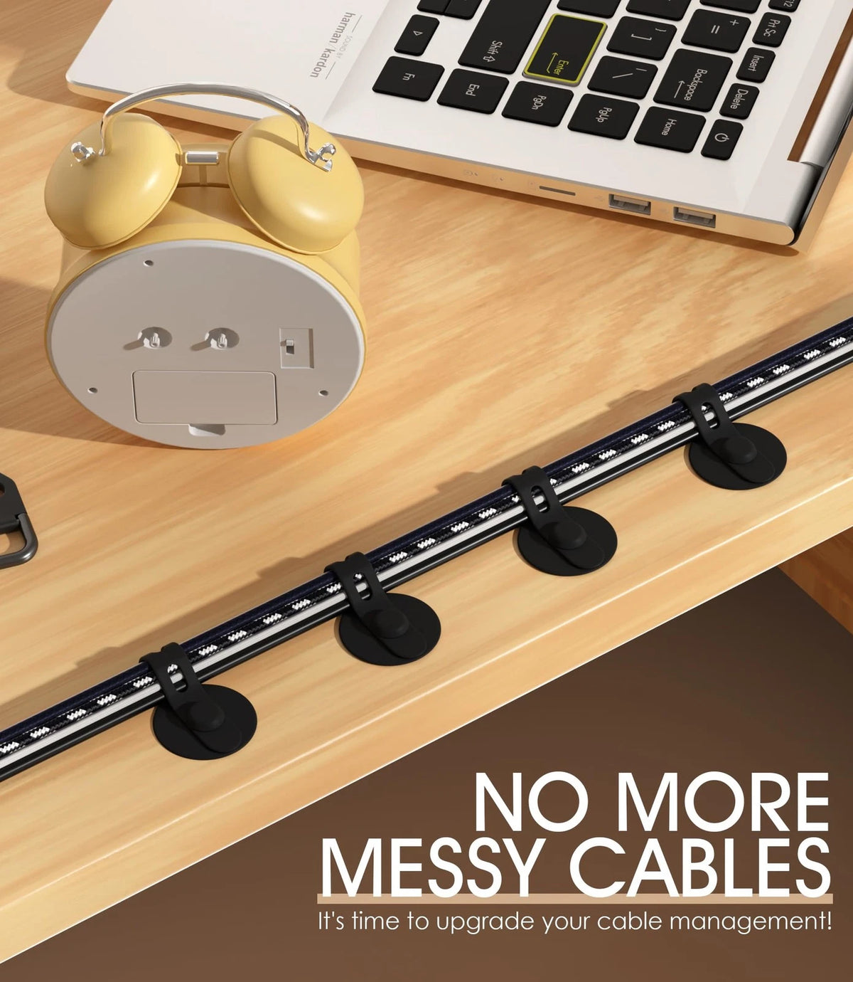Nearockle Cable Management Under Desk, Adjustable 10 Pack, Black