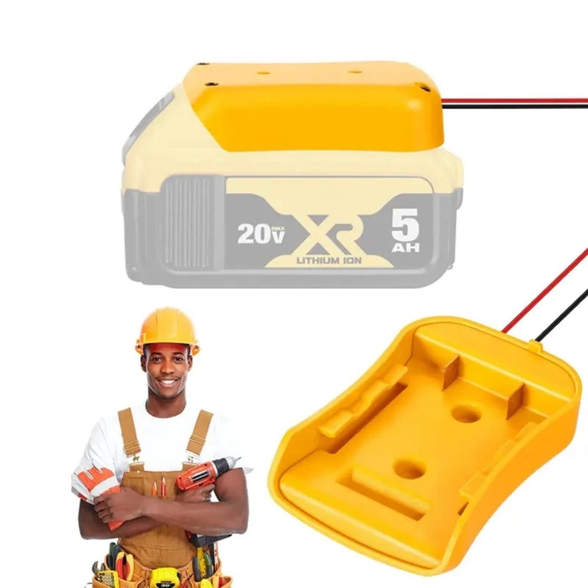 Power Connector Battery Adapter For DeWalt DCB205, DCB200 18V/20V Max Battery