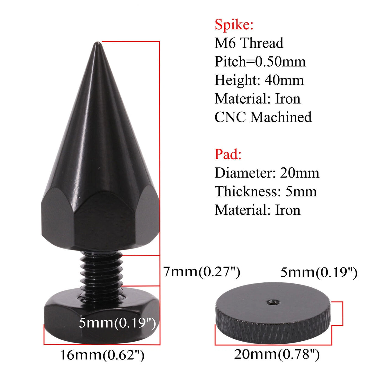 4Pack Iron AMP Studio Monitor Stand Feet/Base M6 Thread Speaker Isolation Spike