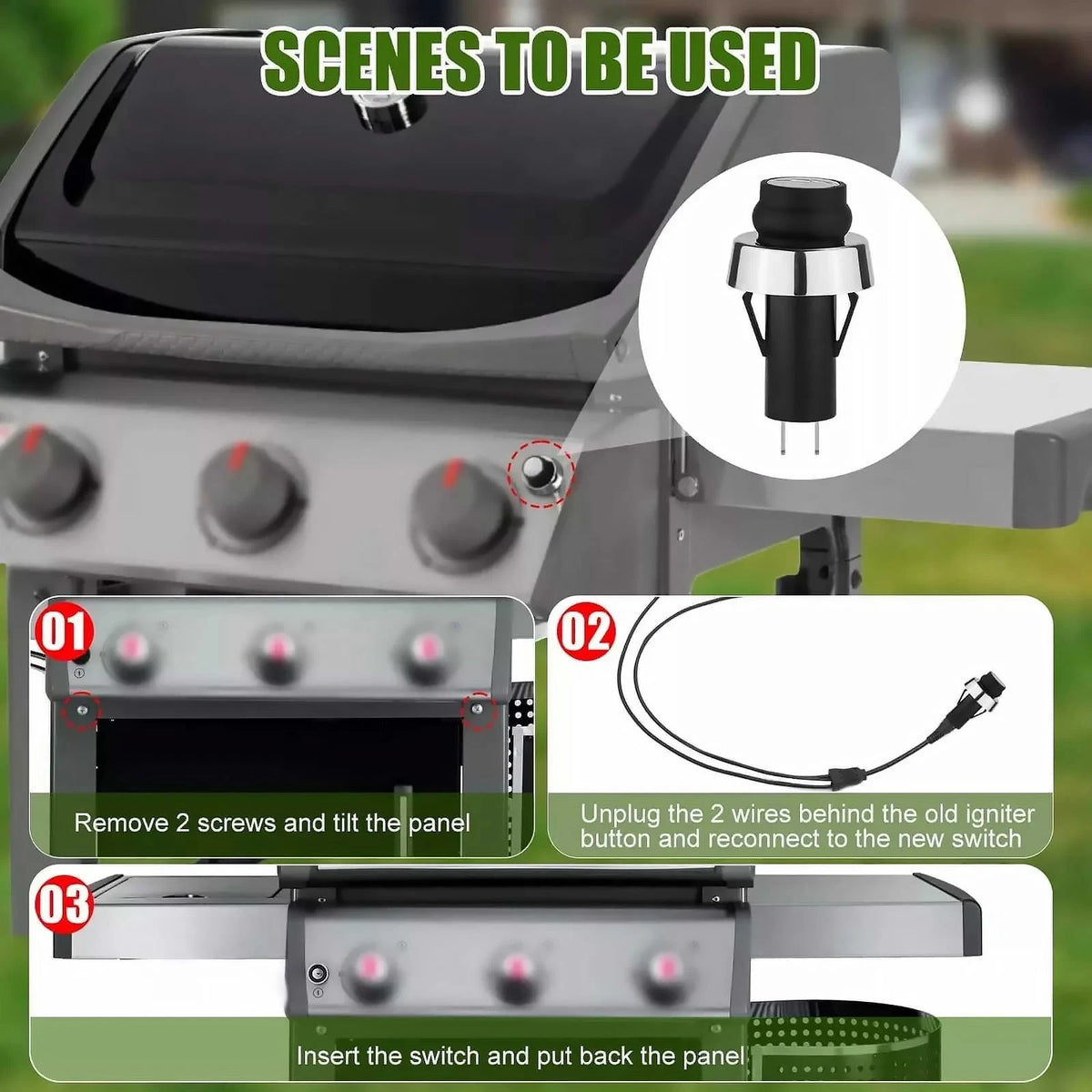1PCS Snap-on Grill Igniter Switch Button OE: 66220 for Weber 45020001