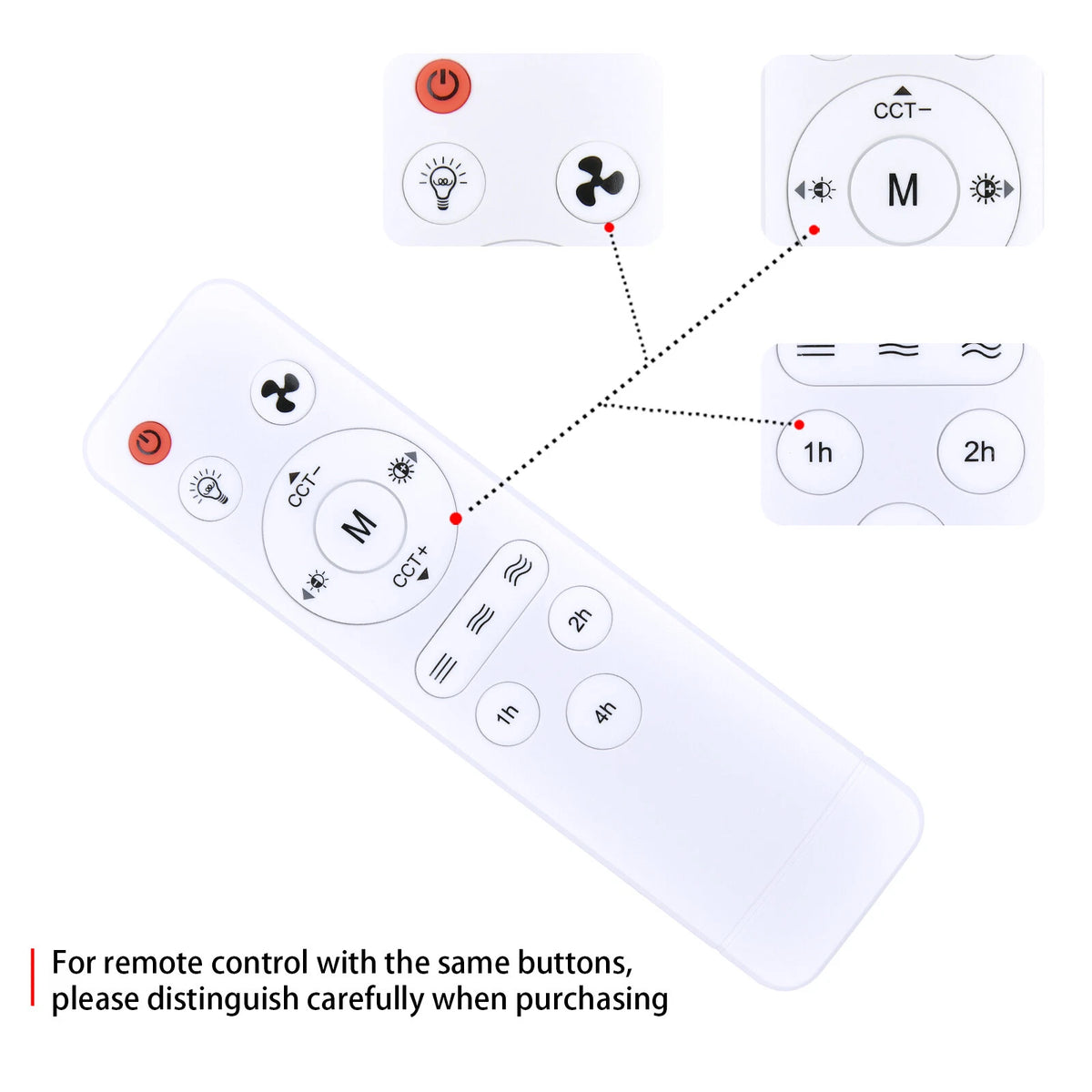 Replacement Remote Control For Elenhome Socket LED Ceiling Fan Light FS-HX-R520