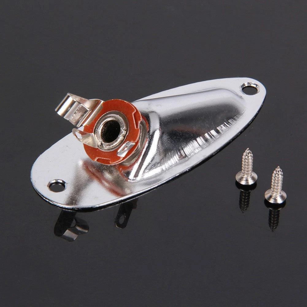 Metal Jack Plug Socket Cover Plate With Screws For FD Strat Guitar Boat Style t