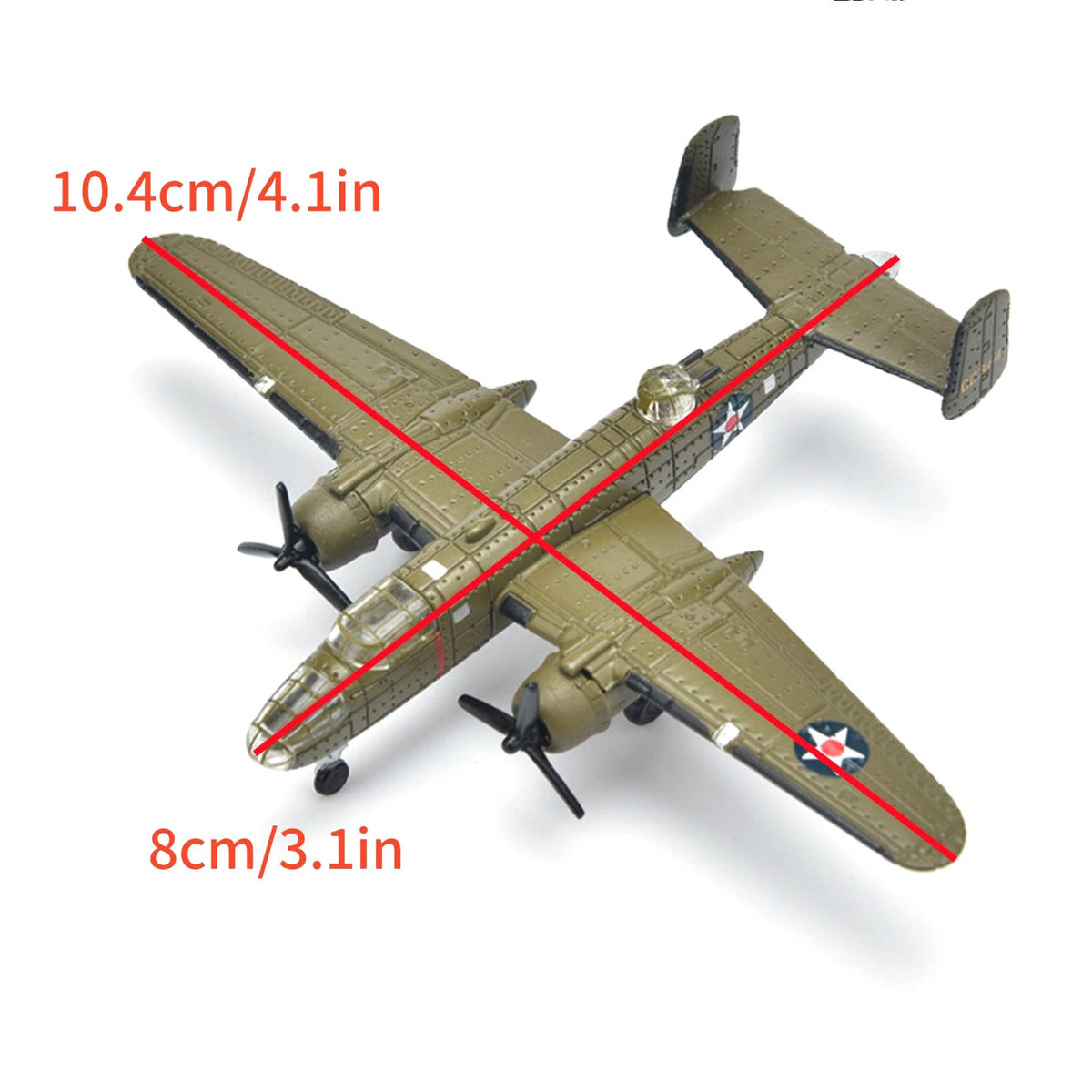 1PCS 3.1in WWII US B-25 Mitchell Bomber Model Finished Model Toy Gift Kit