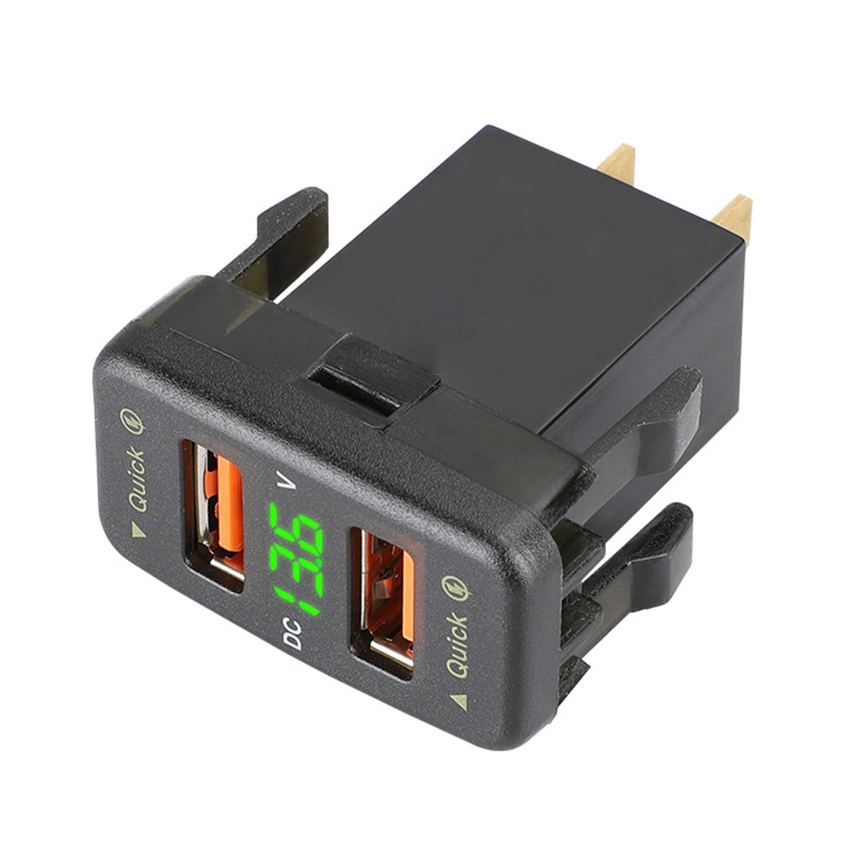 36W 2*USB Port QC3.0 Car Socket Fast Charger With Voltage Display For Toyota ee