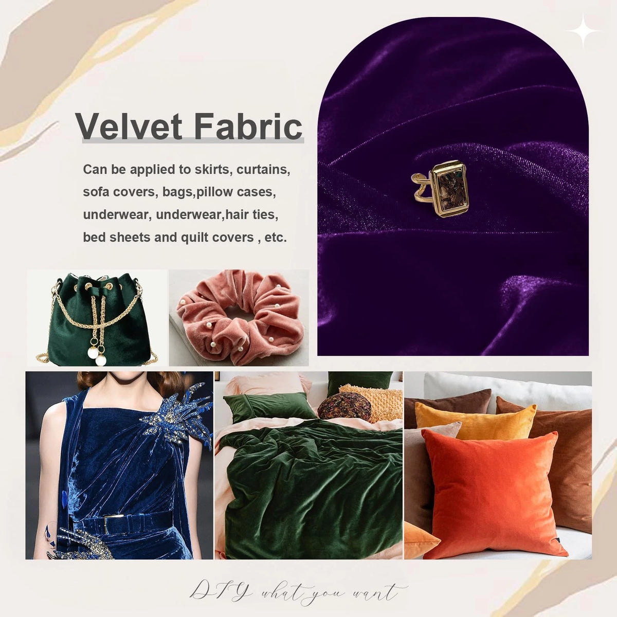 KKJIAF Dark Purple Stretch Velvet Fabric 60 Inch Wide, 1 1Yard,
