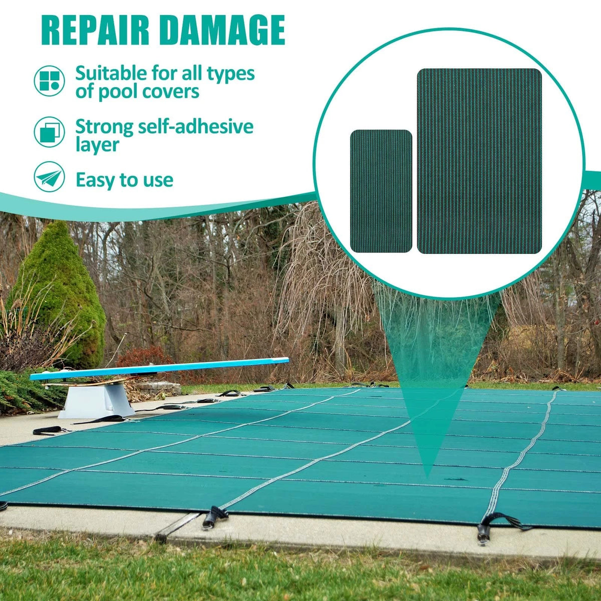 Amylove 12 Pcs Pool Patch Repair Kit, 12 x 8 Inch, 4 x 8 12 x 8 Green