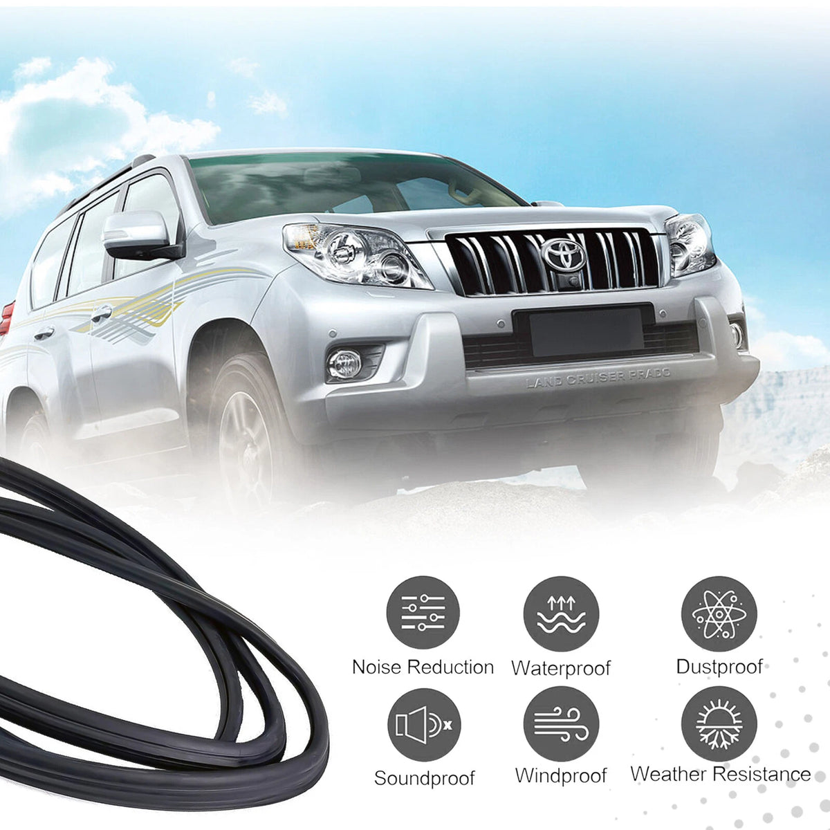 Front Windshield Rubber Seals Fits Toyota Hilux 4-Runner LN50 Pickup 1984-1988