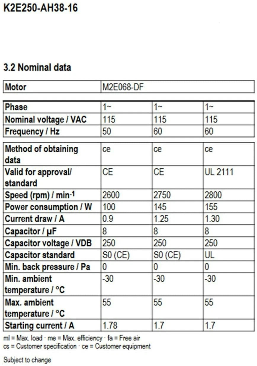 K2E250-AH38-16 115VAC Ebmpapst Cooling Fan 100/145W For Cabinet Filter Fan
