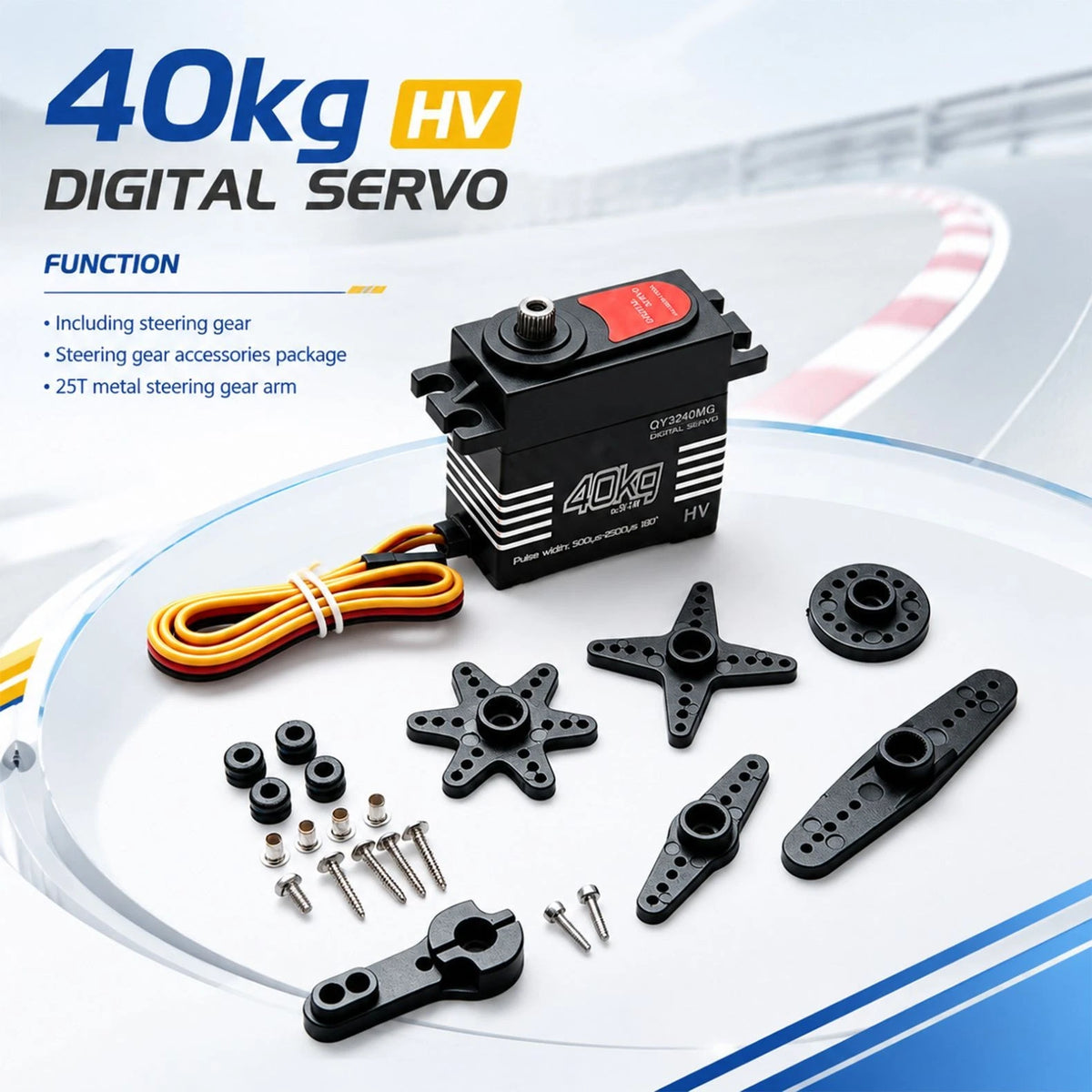 25T Arm High Torque 40kg Metal Steering Gear Digital Servo For 1/8 1/10 RC Car