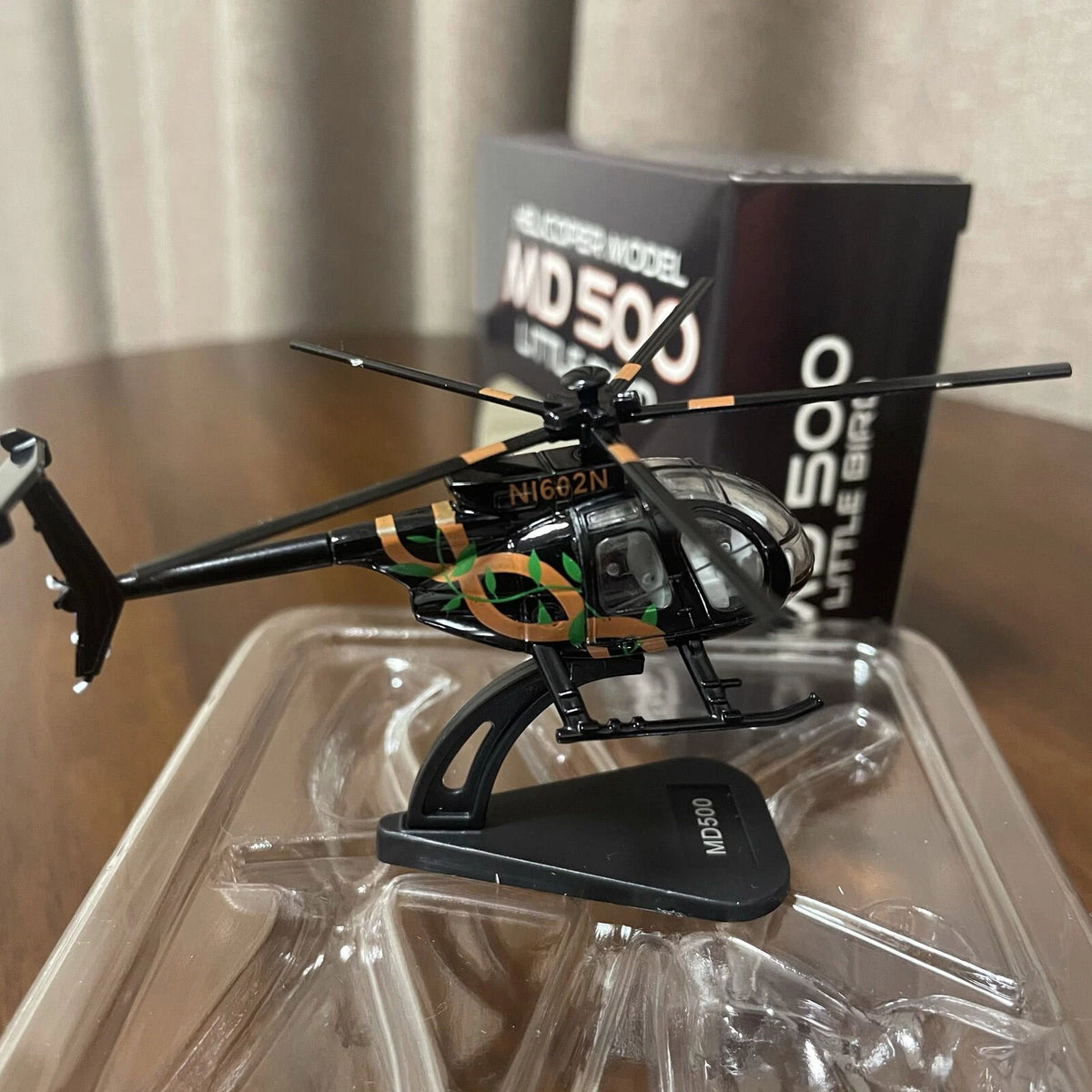 7.4cm Diecast Alloy 1/100 Scale USA Bird MD500 Helicopter Model Static Display