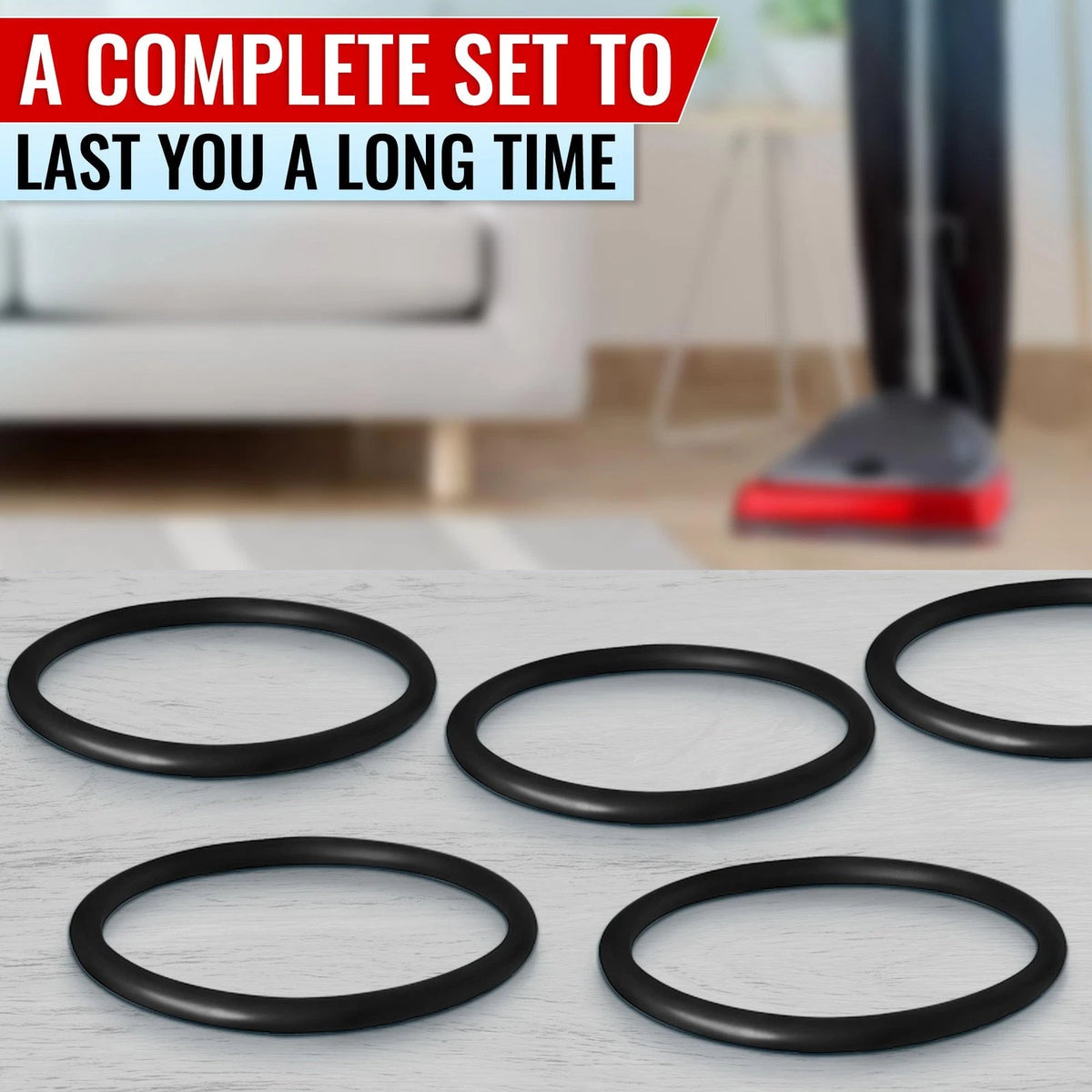 6Pcs Sanitaire Vacuum Belts - 5.79 x 5.43 x 0.87, Black