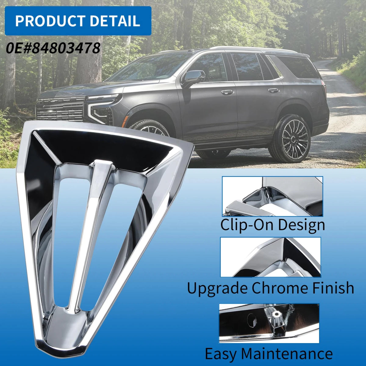 Wheel Chrome Spoke Trim Insert Repair Part For Chevrolet Tahoe 2021-2025