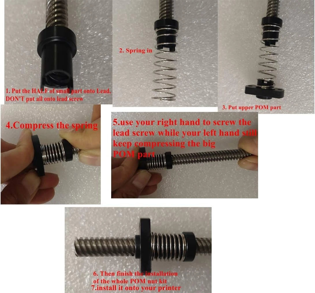 Ender 3 V2 Z axis T8 POM Anti Backlash Spring Loaded Nut Elimination Gap...