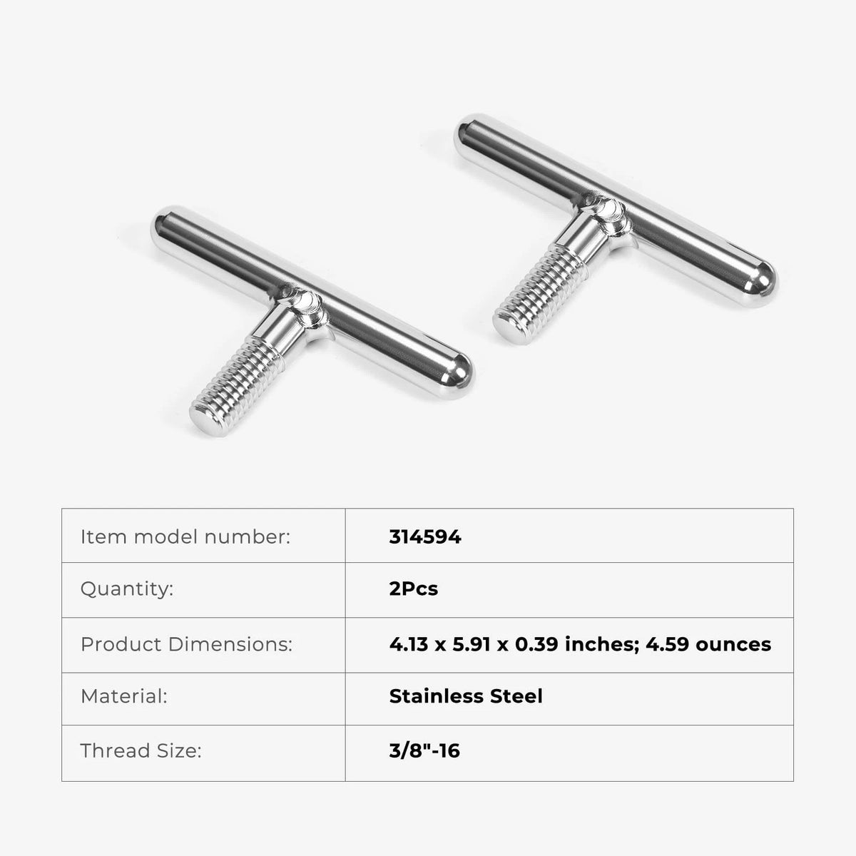Atesilor 2Pcs 314594 T-Bolts Kit Compatible with JT's 3/8" UNC, Silvery