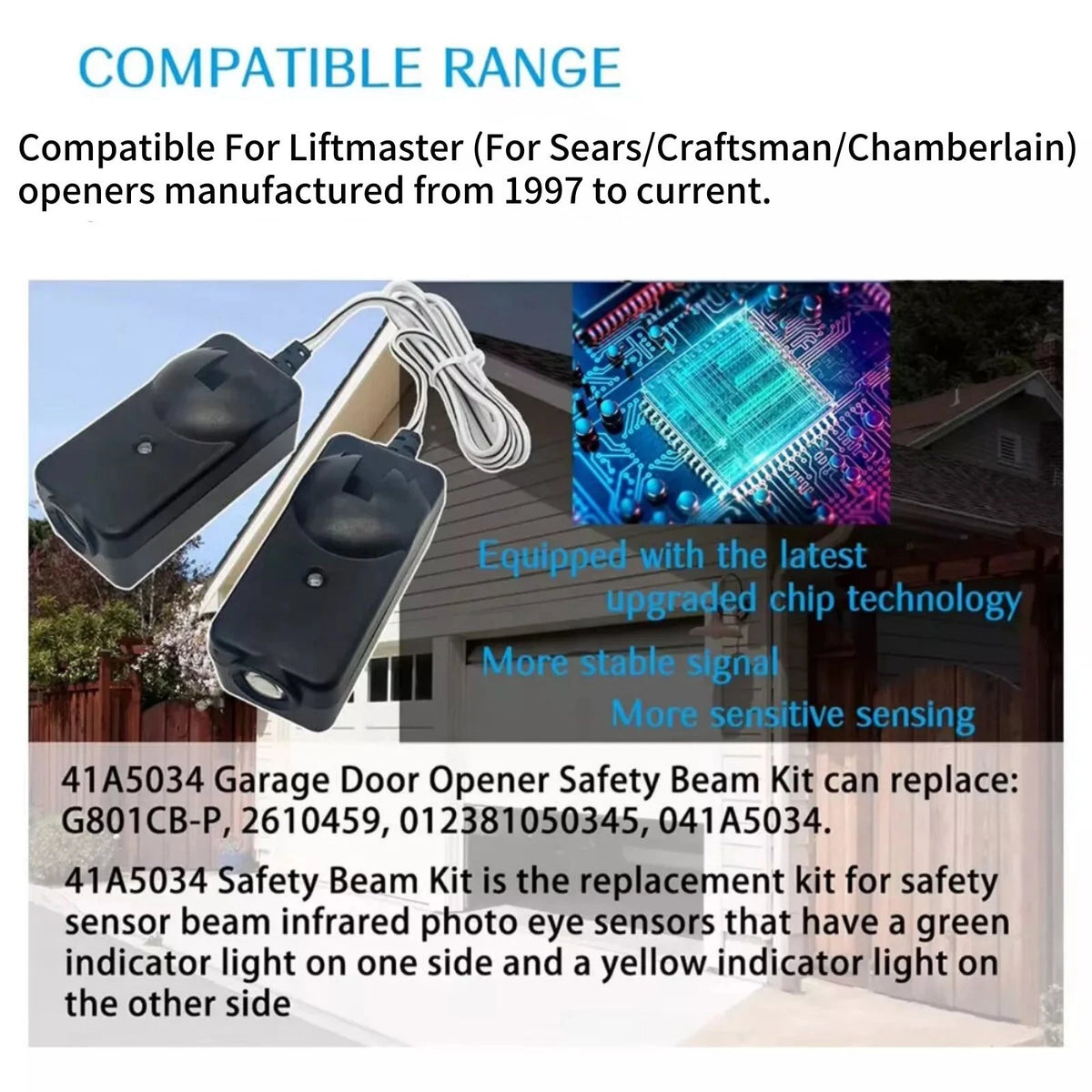 For Sears/Liftmaster Garage Door Safety Sensor 2610459 Universal Compatibility