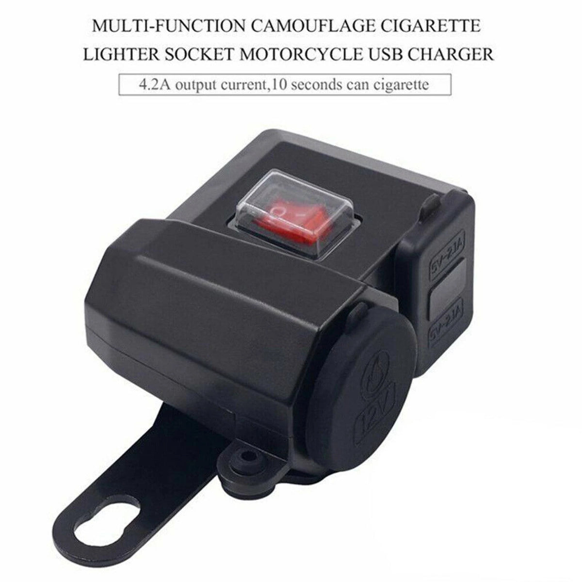 Motorcycle Cigarette Lighter 12V Dual USB Charger LED Digital Voltmeter Socket E