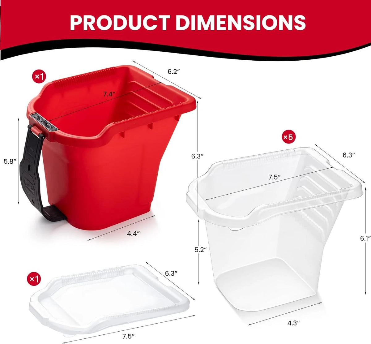 Mister Rui 4 Inch Paint Bucket Liners with 4" Pan Liner With Lid 6 Pcs