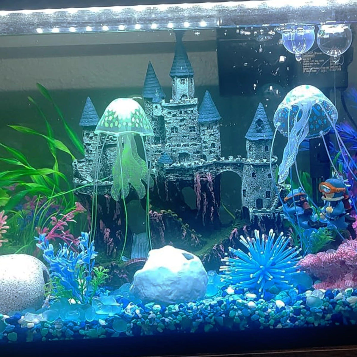 MUYG Aquarium Castle Decor, Resin for Fish 9.1 x 3.6 x 10 inch, 【blue】