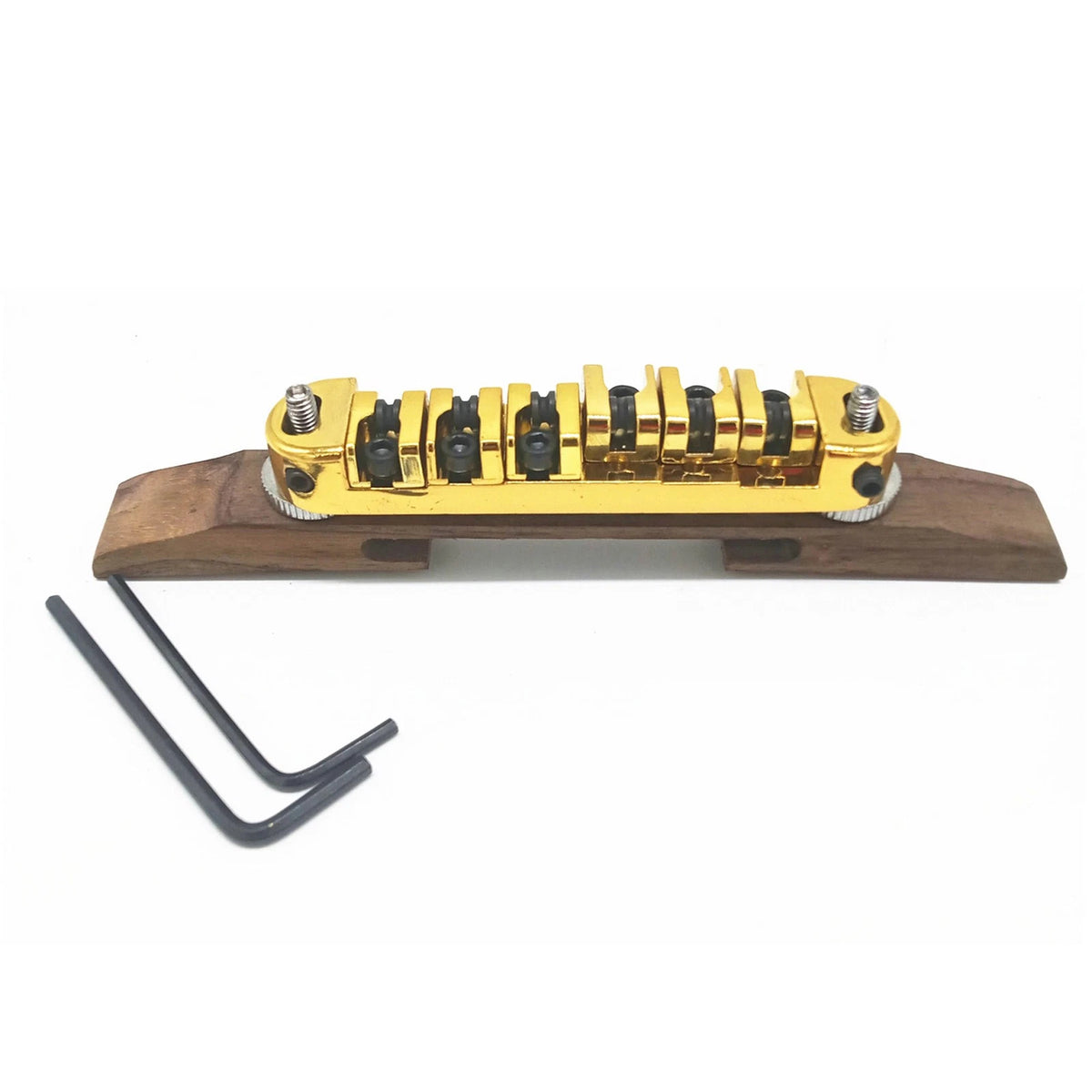 Gold Adjustable Metal Bridge With Roller Saddles For Archtop Jazz Guitar