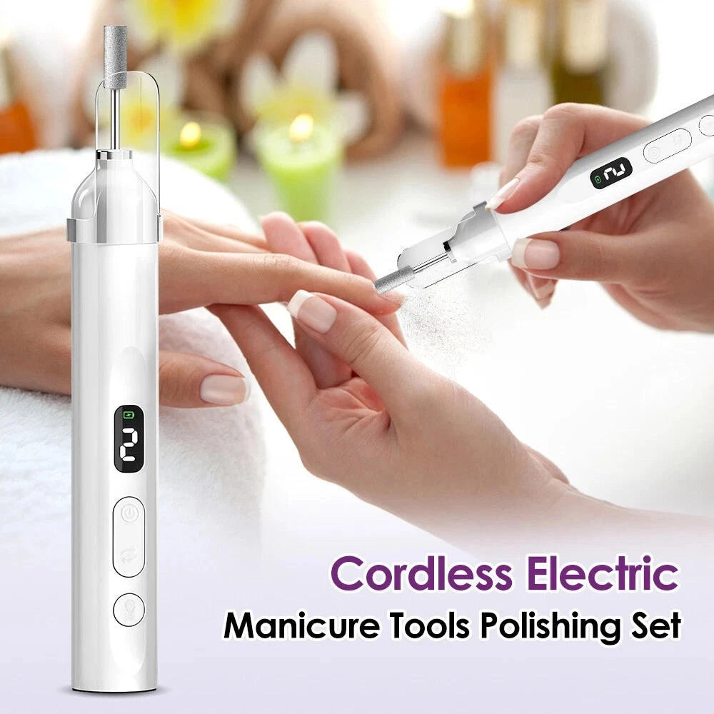 Manicure Pedicure Kit Cordless Nail Drill Dust Cover 13800RPM For Thick Nails