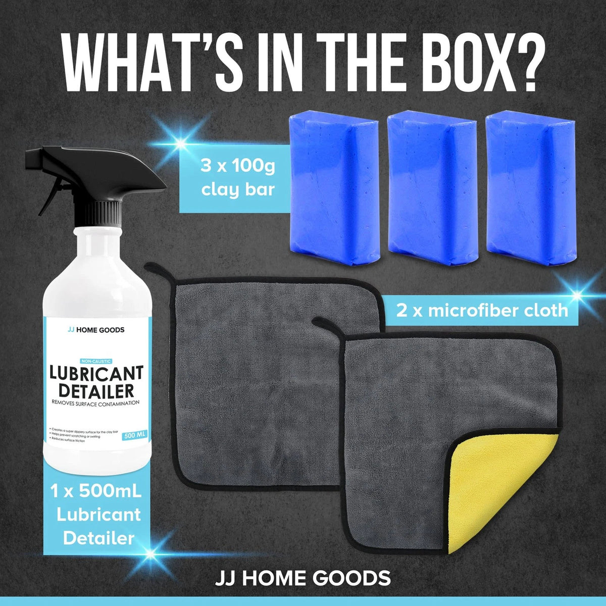 JJ Care Clay Bar Kit - Includes 3 Car Bars for Auto Detailing 300 grams