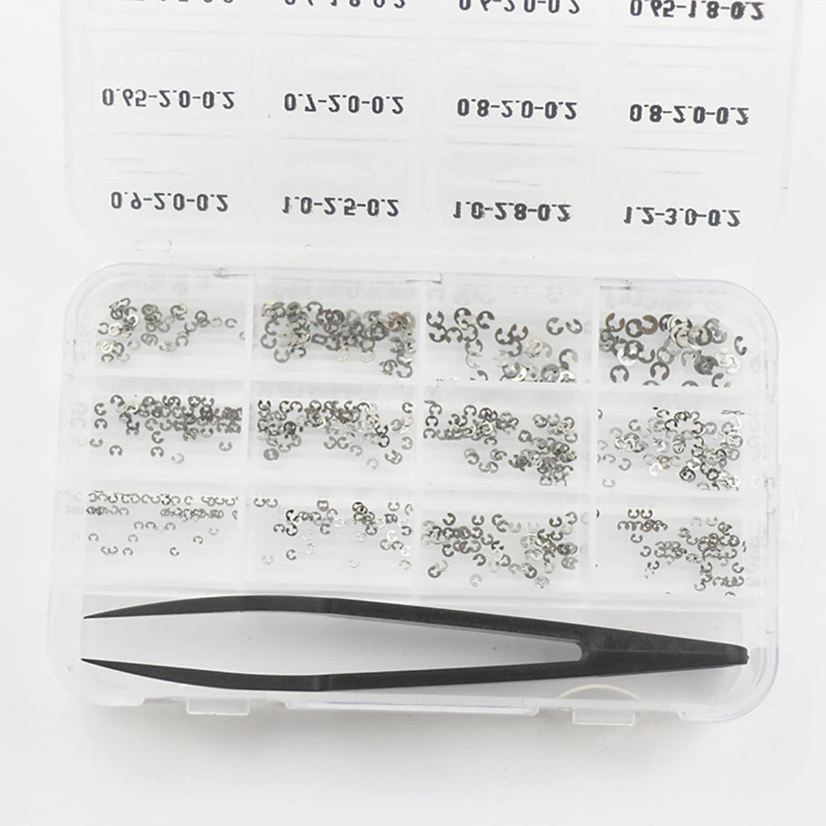 360Pcs 0.2mm Thick Assorted Watch Circlip E-Clips Snap Ring Latch Pusher+Tweezer