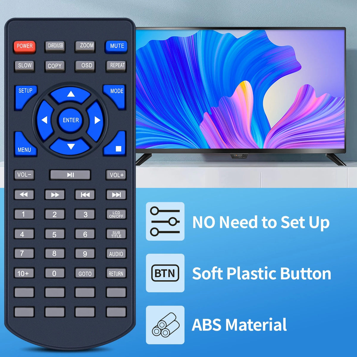 Replace Remote Control For BOIFUN BFN-142 BFN-141 Portable DVD DISC Player