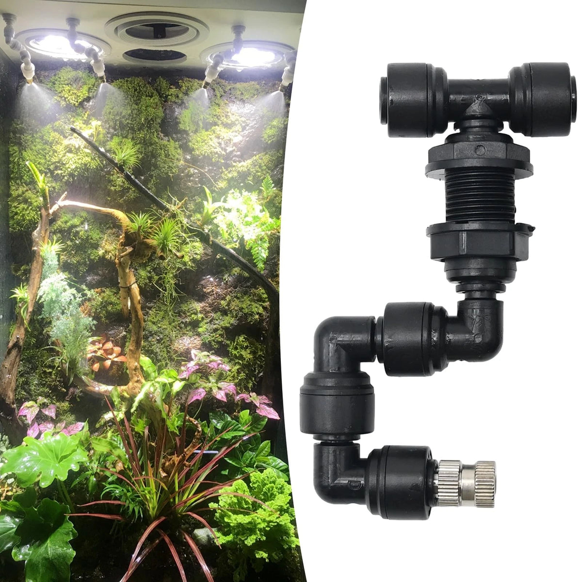 Reptile Misting Spray Nozzle for Rainforest Tank Pet Cooling Adjustable 2Pack