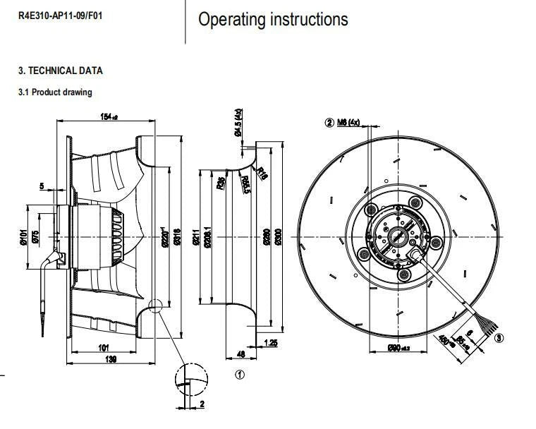Ebmpapst R4E310-AP11-09/F01 Centrifugal Fan 230VAC 0.52/0.7A FFU Cooling Fan