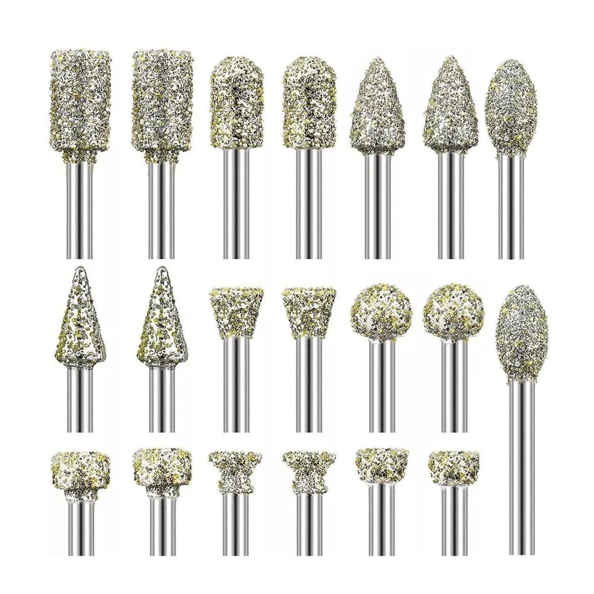 For Rotary Tool Grinding Heads 20pcs 3mm Diamond Burr Set for Carving Engraving