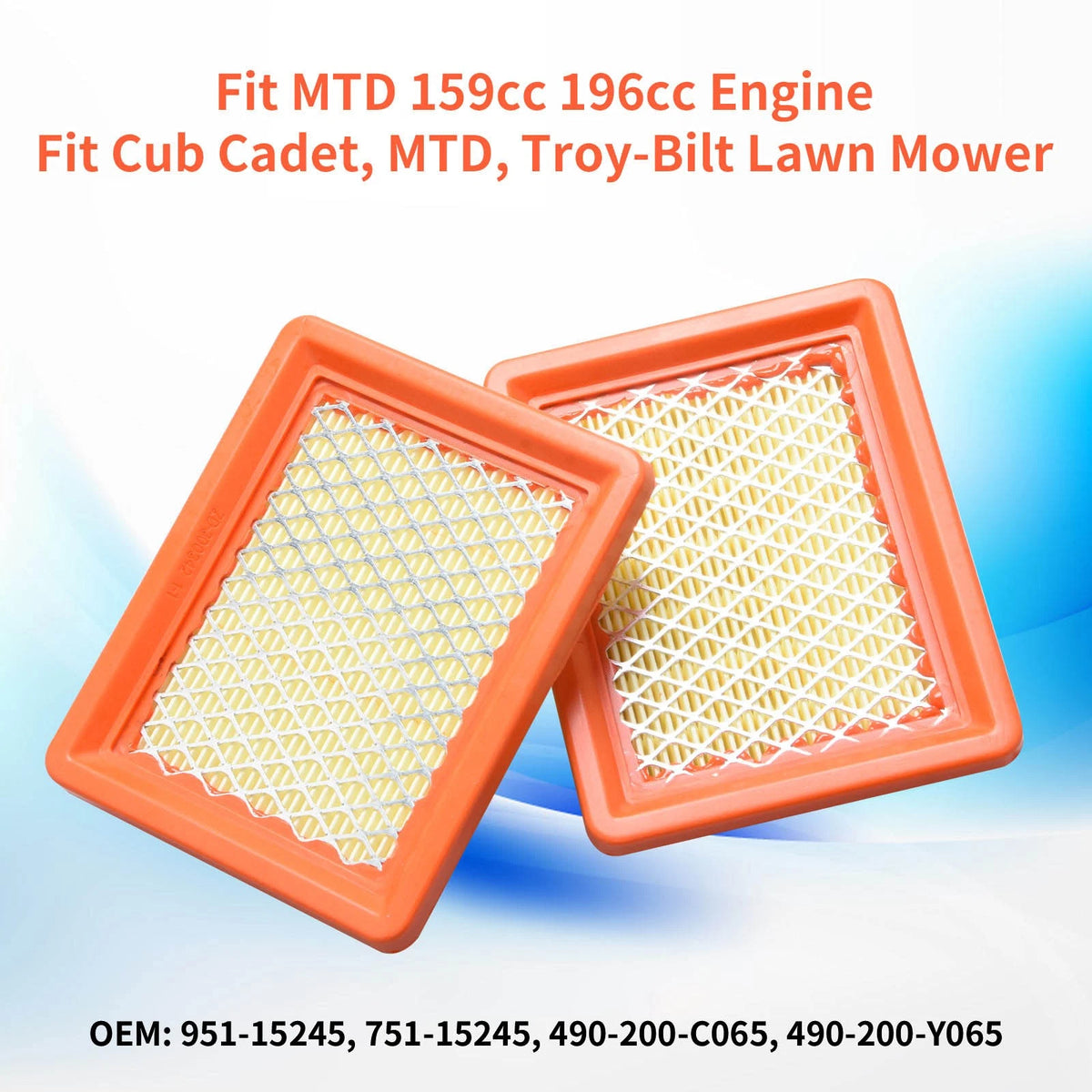 2 Pack Air Filter 751-15245 For MTD 159cc OHV Lawn Mower Improves Combustion