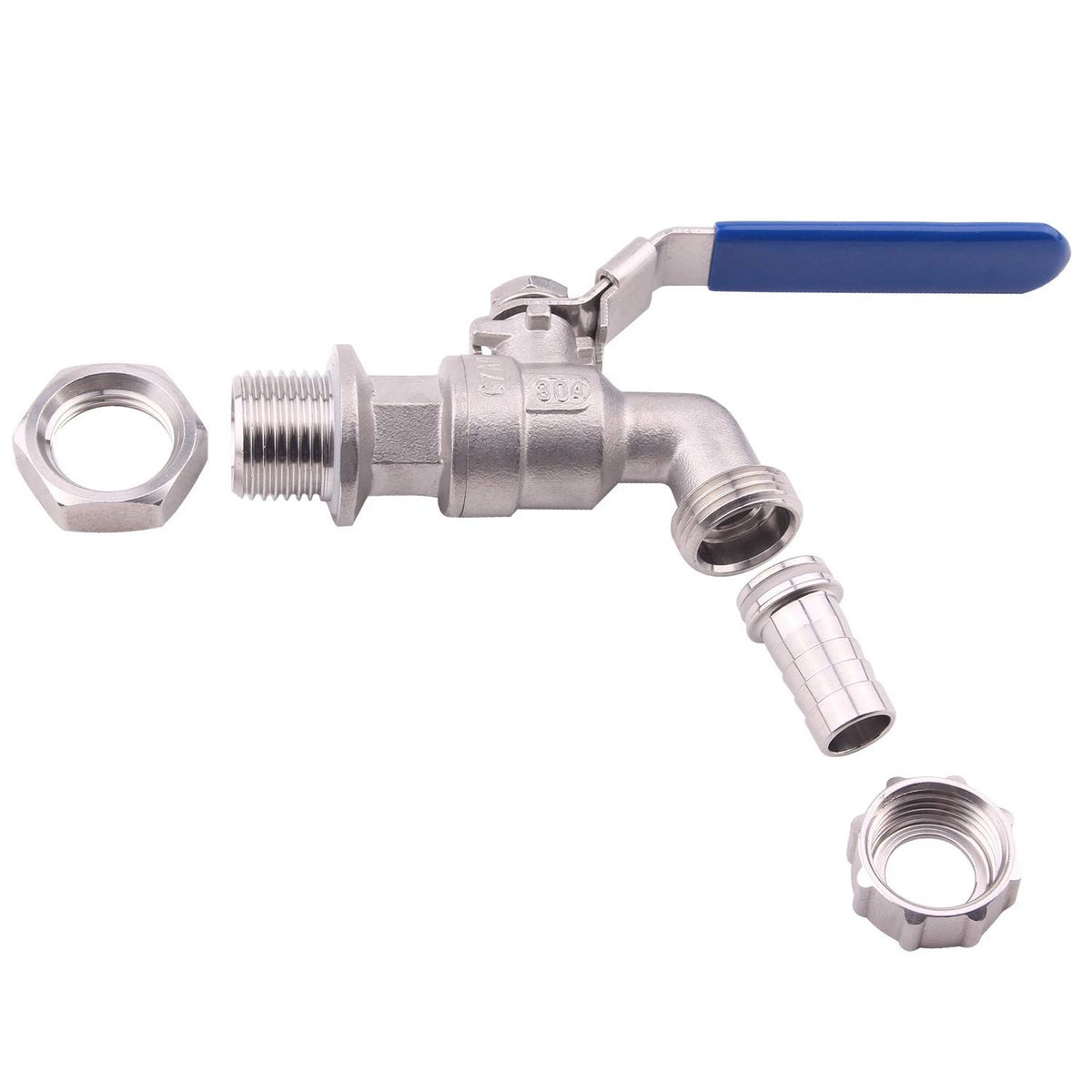 DERNORD Stainless Steel Ball Valve - 1/2 Inch 1/2" NPT to Barb Hose