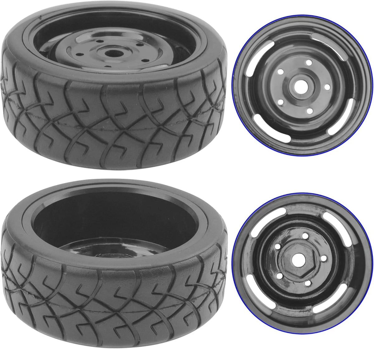 ShareGoo RC 1/10 Scale On Road Tires OD2.55 Rubber & Wheel Rims 12mm Hex...