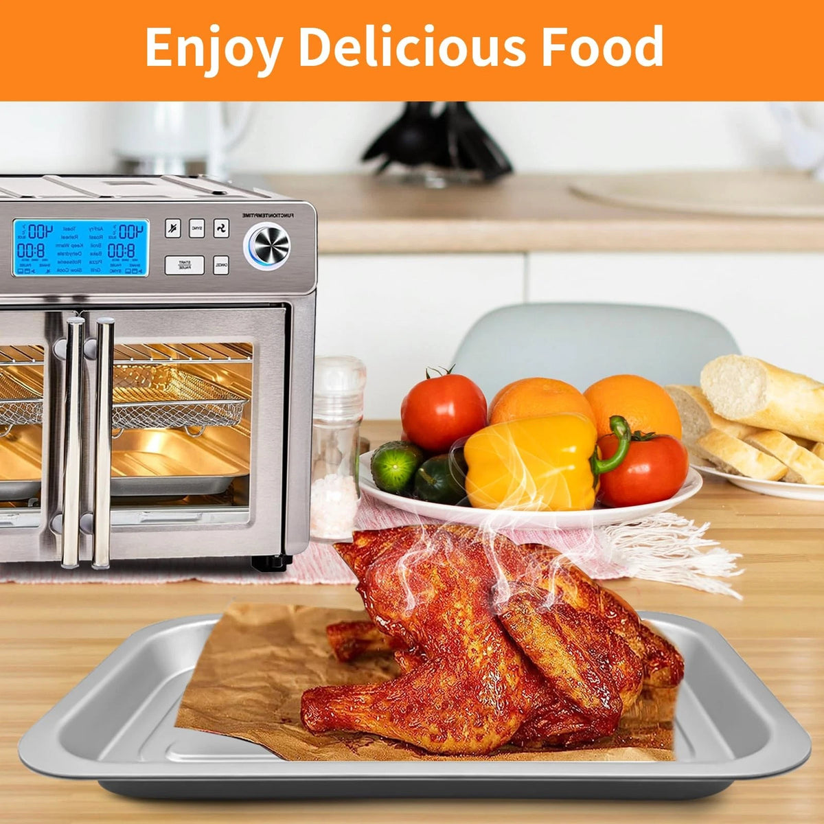 GXF 2PCS Air Fryer 11.5''×6.7'' Tray For Emeril Lagasse 25 QT S 2Pack, Silver
