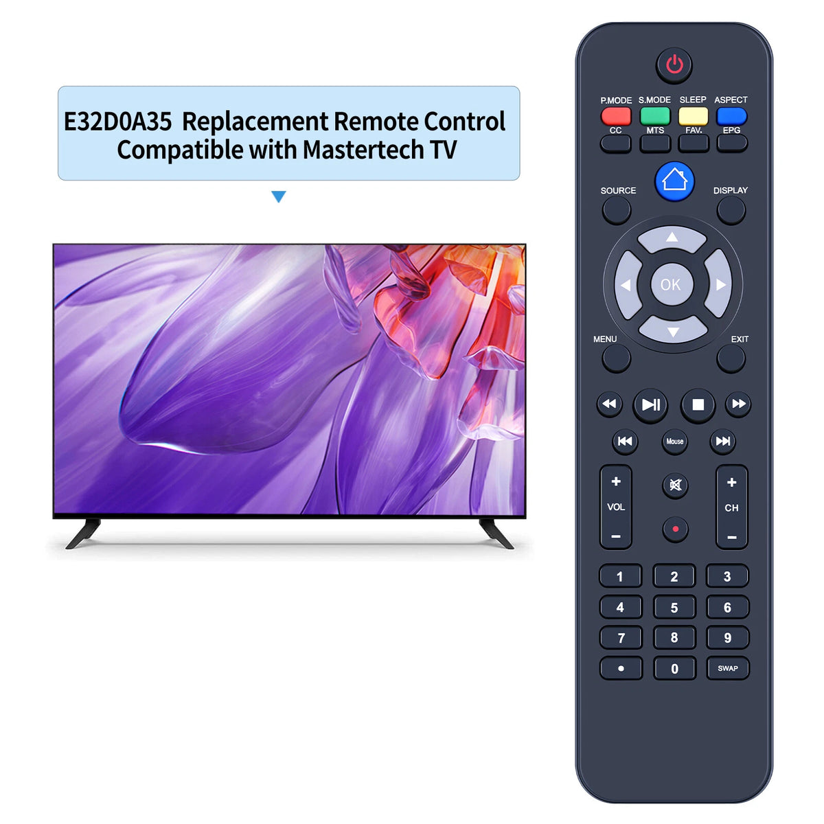 Remote Control For Mastertech E32D0A35 MT32SLIHTC1 Smart UHD 1080P LCD LED TV