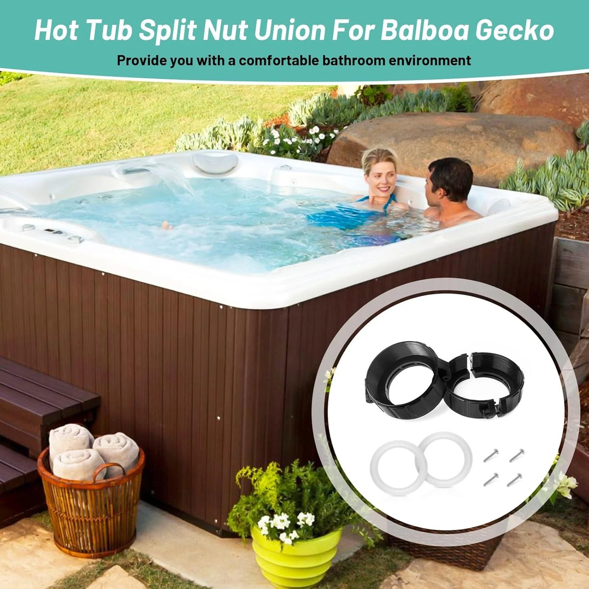 2" Spa Hot Tub Heater Pump Union Split Nut with Screw, Gasket and 1